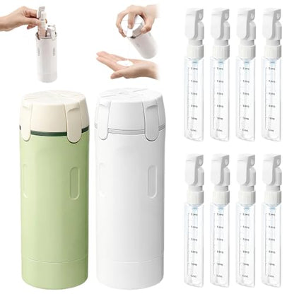 4-in-1 Travel Dispenser Bottle Refillable, 2026 New 4 Pack 30ML Travel Bottles for Toiletries, Leak Proof Travel Size Containers, Shampoo and Conditioner Bottles (Green+White) (Green+White) - color: Green+white