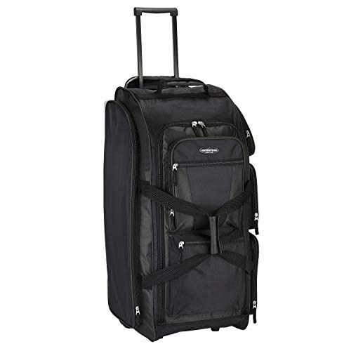 Travelers Club Xpedition 30 Inch Multi-Pocket Upright Rolling Duffel Bag - color: Black