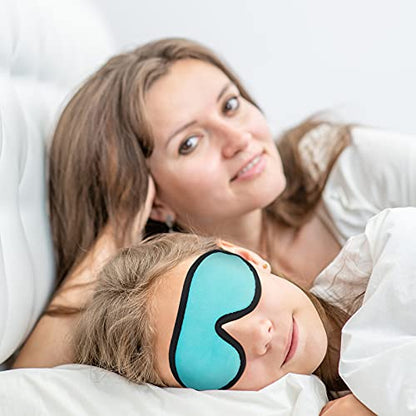 2 Pieces 3D Sleep Mask for Kids Memory Foam Contoured Eye Mask, Travel Sleep Eye Cover with Adjustable Strap, 3D Blindfolds(Black and Green) - color: Black and Green