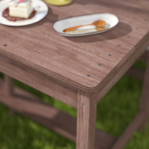 Qaba Kids Picnic Table, Outdoor Wooden Table & Bench Set with Cushions and Umbrella, Children Backyard Furniture for Patio, Garden, Navy Blue