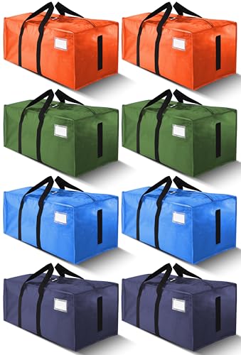 HOMESURE Supports 200lbs Heavy Duty Moving Bags - Strong Zipper & Wrap-Around Handles - Water-Resistant Storage Totes, Durable Alternative to Moving Boxes - 8 Pack -Multi-Color System for Easy Sorting - color: Multicolored