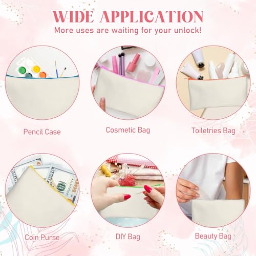 Legigo Blank Canvas Bag Zipper Pouch Makeup Bags Bulk - Multi-Purpose Canvas Pencil Pouch with Sturdy Zipper, Cosmetic Bag Travel Toiletry Bag for DIY Craft Projects, Storage (8.3 x 5 inches) - color: Beige (color zipper)