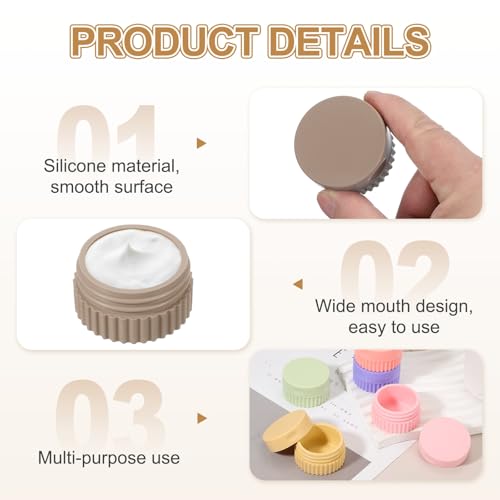 uxcell 4pcs Travel Containers for Toiletries, 0.68oz 20ml Small Silicone Cream Jars Leak-proof Travel Essentials with Lid for Cosmetic Body Skin Cream, Dark Brown - color: Dark Brown