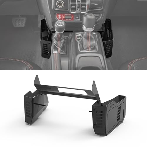 Metal Gear Shift Organizer Tray Compatible with Jeep Wrangler JL/JLU & Gladiator JT 2018-2025, Center Console Shifter Side Tray Storage Box Interior Accessories (Not for JK/JKU) - color: Metal Gear Shift Organizer for JL