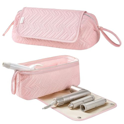 Leudes Hair Tools Travel Bag for Women Heat Resistant Mat for Travel Essentials Hot Tools Straighteners,Flat Irons,Curling Iron,Hot Air Brushes and Hair Dryer Organizer Bags 2 in 1(Pink) - color: Pink