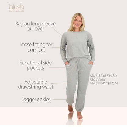 Blush by Us Angels 2 Piece Jogger Lounge Set for Women | Women's Travel Sweatsuit - Lightweight, Cozy Loungewear - color: Grey, size: 3X-Large
