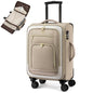 LOVEVOOK 49L Carry on Luggage 22x14x9 Airline Approved, 22 Inch Large Rolling Suitcase with Suit Folder & Spinner Wheels, Lightweight Underseat Carryon Luggage for Women Travel Business with TSA Lock - color: Khaki-beige, size: 22 Inch With Garment Compar
