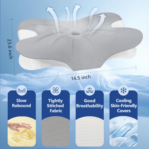 Cervical Neck Pillow for Neck Pain Relief and Sleeping, Ergonomic Contour Neck Support Pillow with Breathable Pillowcase, Memory Foam Pillow for Side, Back, Stomach Sleepers