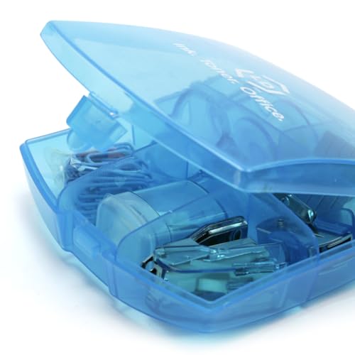 LD Products Blue Mini Office Supply Kit Portable Case with Scissors, Paper Clips, Tape Dispenser Set, Pencil Sharpener, Mini Stapler with Staples and Staple Remover - color: Blue