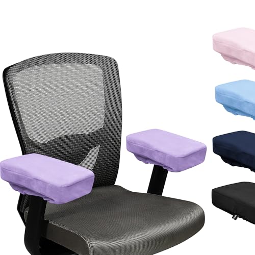 SPRING SEAON Office Chair Arm Covers Soft Memory Foam Arm Rest Pads Short Plush Gaming Chair Armrest Cushion Provide Cushioning for Elbows and Forearms 2 Pack Chair Covers for Arms (Purple) - color: Purple
