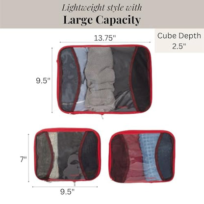 Baggallini Compression Cube 3-piece set - Lightweight Compression Packing Cubes for Travel - color: Scarlet