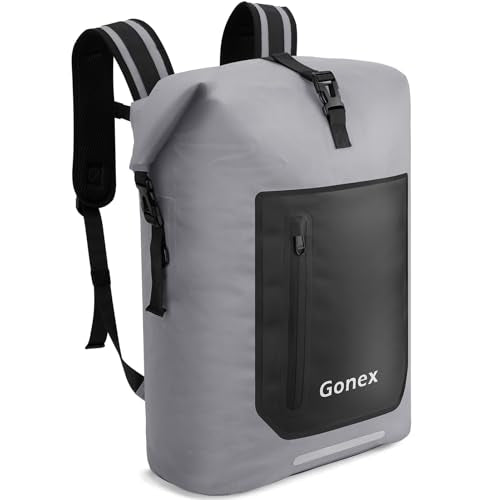 Gonex Ultralight Waterproof TPU Backpack, 55L Roll Top Dry Bag with Comfortable Padded Back Panel for Kayaking Boating Camping Fishing Travel,Grey - color: Grey, size: 55L