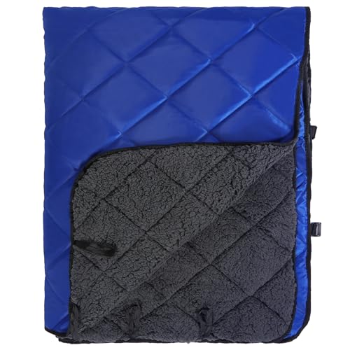 REDCAMP Large Warm Camping Blanket with Sherpa Lining, Cold Weather Outdoor Windproof Blanket for Camping Stadium, Machine Washable 59"x 79" Blue - color: 59"x 79" Blue