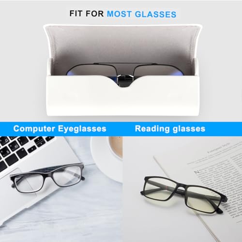 RayLove Hard Shell Glasses Case, Lightweight Leather Eyeglass Case, Travel-Friendly Sunglasses Protector for Men & Women - color: White