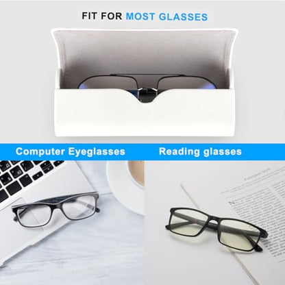 RayLove Hard Shell Glasses Case, Lightweight Leather Eyeglass Case, Travel-Friendly Sunglasses Protector for Men & Women - color: White