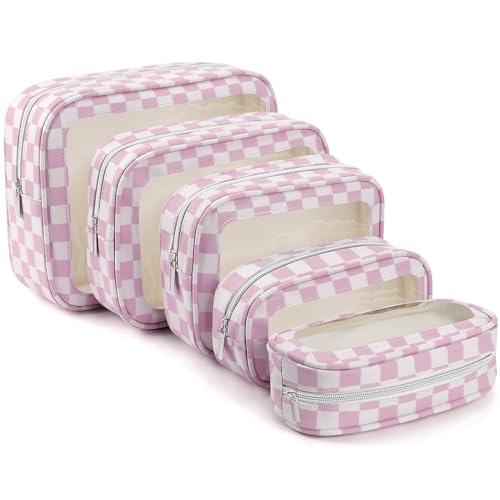YOPCDJ 5PCS Diaper Bag Organizer Pouch Set,TSA Approved Toiletry Bag, Waterproof TPU Makeup Bag Set, Travel Organizer Bags for Women and Kids - color: Purple, size: 5pcs