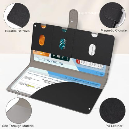 RSAquar Car Registration and Insurance Holder, Vehicle Glove Box Organizer Cool Car Accessories, Car Document Holder for Cards, Driver License & Essential Document, JD-Black - color: JD-Black