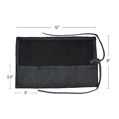 Hide & Drink, Waterproof Waxed Canvas Travel Watch Roll Organizer with 4 Slots, Easy Carry On Watchlover Storage, Handmade Travel Case, Charcoal Black - color: Charcoal Black