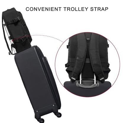 Lightweight Travel Backpack Hiking Daypack Laptop Bookbag, 17L Carry-on Personal Item Weekender Overnight Bag Unisex, All Black - color: Black