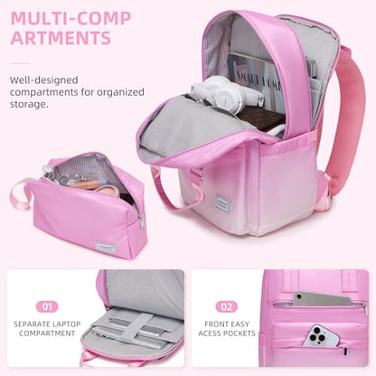 LARVENDER Carry on Luggage 22x14x9 Airline Approved Hardshell Suitcase with Wheels TSA Lock, PC+ABS Lightweight Suitcase Set for Women with Travel Backpack, Peach Sparkling, 3 Piece Set - color: Peach Sparkling-20BP, size: 3 Piece Set (Backpack/TB/20)