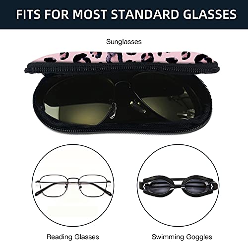 Sunglasses Soft Case with Carabiner Ultra Light Neoprene Zipper Glasses Case - color: Leopard