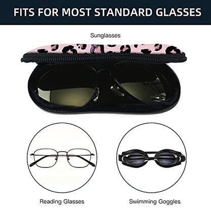 Sunglasses Soft Case with Carabiner Ultra Light Neoprene Zipper Glasses Case - color: Leopard