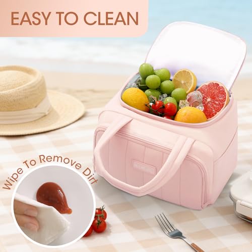 Lunch Box for Women 7L Soft Insulated Lunch Bag Reusable Leakproof Lunch Cooler for Work Meal Picnic Hiking Camping Pink - color: Pink