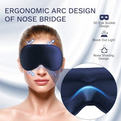 99% Fully Block Out Light Eye Sleep Mask, 3D Deep Contoured Eyes Cover Zero Pressure, Long Lash Extension Eyes Mask with Adjustable Straps for Sleeping Travel Home Nap Rest Women Men (Dark Blue) - color: Dark Blue
