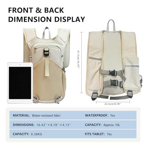 SSZYace Small Hiking Backpack for Women Men Lightweight Travel Camping Backpacks for Men Women Hiking Daypacks 10l Hiking Backpacks Backpacking Gear for Girls Boys Daypack Hikings Backpack Beige - color: Beige