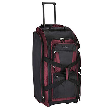 Travelers Club Xpedition 30 Inch Multi-Pocket Upright Rolling Duffel Bag - color: Crimson Red