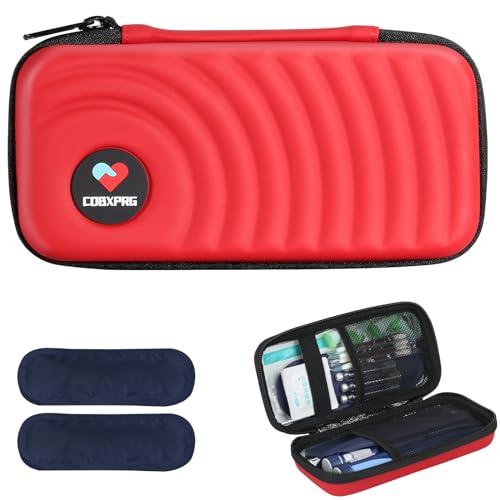 CDBXPRG Insulin Cooler Travel Case,Diabetic Cold Pack Organizer Bag with 2 Reusable Ice Packs for Insulin Pen and Other Medication Diabetic Supplies Red - color: PU-Red