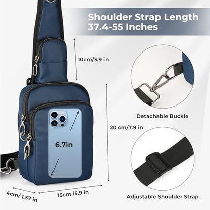 BROADREAM Sling Bag, Crossbody Bag with Anti-Theft Lock Zipper, RFID Blocking & Water Resistant for Travel Work Sport - color: Blue