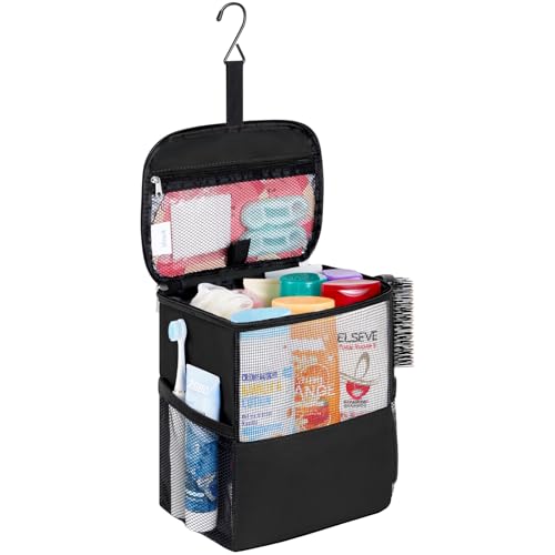 Lifewit Shower Bag Mesh Shower Caddy Portable College Dorm Room Essentials Tote Bag for Bathroom, Gym, Travel, Camping Quick Dry Hanging Shower Organizer Basket Toiletry Bag, Medium, Black - color: Black, size: M(8.3"L x 5.9"W x 9.8"H)