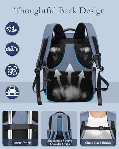 Coolife Luggage Sets 3 Piece, 20In Carry On Luggage with Spinner Wheels PC Hardside Suitcase Set with Travel Backpack (Blue, Backpack/TB/20) - color: blue, size: 3 Piece Set (Backpack/TB/20in)