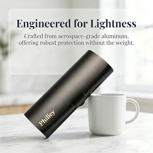 Philley Aluminum Ultra-Light Eyeglasses Case Hard Shell Nearsighted Glasses Case for Women & Men - color: Black
