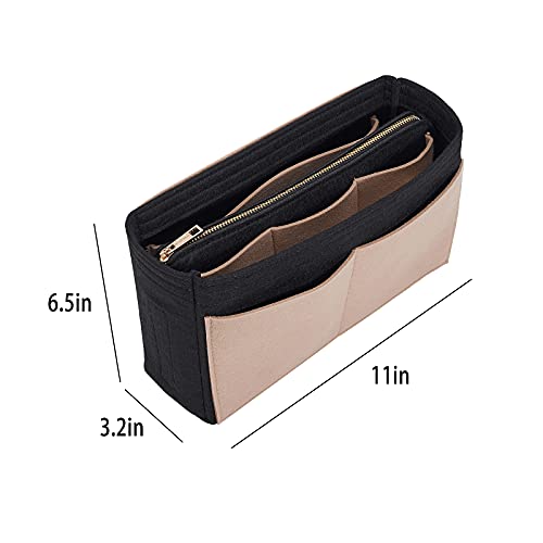 Vercord Felt Organizer Insert For Purse Handbag Tote Bag In Bag Inside Shaper Divider Neo Black & Beige Slender Medium - color: A Black & Beige, size: Slender Medium