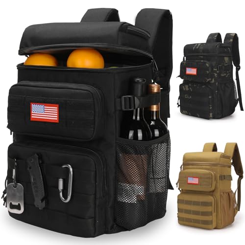 Tactical Backpack Cooler,Soft Lightweight Leakproof Cooler Backpack,Insulated Cooler Bag,Portable Soft Cooler Bag Waterproof for Beach, Travel, Camping, Picnic, Hiking - color: Black