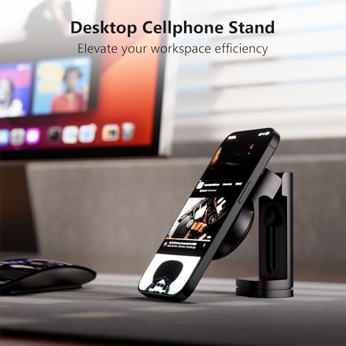 MiiKARE Travel Essentials Magnetic Airplane Phone Holder, Universal Handsfree Phone Mount for Flying with 360 Degree Rotation, Travel Must Haves Phone Stand for Desk, Tray Table, Black - color: Black-Magnet