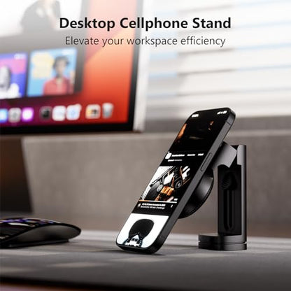MiiKARE Travel Essentials Magnetic Airplane Phone Holder, Universal Handsfree Phone Mount for Flying with 360 Degree Rotation, Travel Must Haves Phone Stand for Desk, Tray Table, Black - color: Black-Magnet