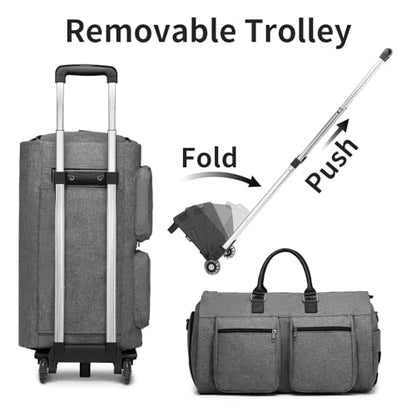 Rolling Garment Bag,Rolling Duffle Bag with Wheels Rolling Garment Bags for Travel with Shoe Pouch Carry On Bag Weekender Bags Garment Duffel Bag for Women-Grey - color: A1-Grey-2P