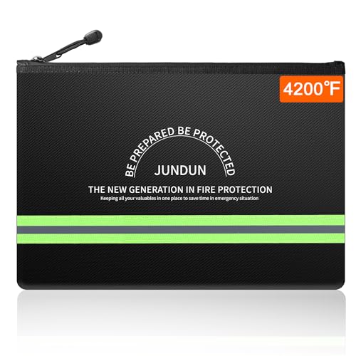 JUNDUN Fireproof Money Bag, 10.6"x6.7" Waterproof and Fireproof Cash Bag with Zipper Closure,Fireproof Safe Storage Pouch Envelope for Money,Cash and Passport,Black - color: Black, size: Small