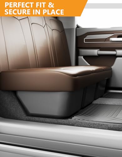 KINGGERI Under Seat Storage Boxes - Compatible with 2019-2026 Dodge Ram 1500 Crew Cab (Not for Classic), Heavy Duty Upgraded Rear Under Back Seat Storage Truck Cargo Black Tool Box Organizer - size: Compatible with 2019-2026 Dodge Ram 1500