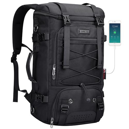 WITZMAN Travel Backpack for Men Large 3 in 1 Convertible Airline Approved Carry-on Luggage Backpack(B715 Black) - color: Black