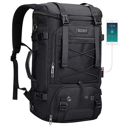 WITZMAN Travel Backpack for Men Large 3 in 1 Convertible Airline Approved Carry-on Luggage Backpack(B715 Black) - color: Black