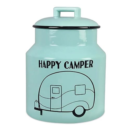 Young's Inc. Ceramic Cookie Jar - Cute Kitchen Counter Storage Canister with Lid - Perfect for Cookies, Coffee, Tea, Candy, Dog Treats, and More - Happy Camper - Mint - color: Teal