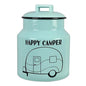 Young's Inc. Ceramic Cookie Jar - Cute Kitchen Counter Storage Canister with Lid - Perfect for Cookies, Coffee, Tea, Candy, Dog Treats, and More - Happy Camper - Mint - color: Teal