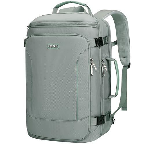 PIJUSHI Travel Laptop Backpack 35L Carry on Backpack for Women Men Flight Approved with USB Charging Port for Work Travel (PE067 Grey Blue) - color: Grey Blue