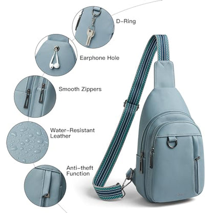 LATMAP 7L Sling Bag for Women Men Leather Small Sling Backpack Daypack Anti Theft Fanny Pack Crossbody Purse Travel - color: Regular Size-blue