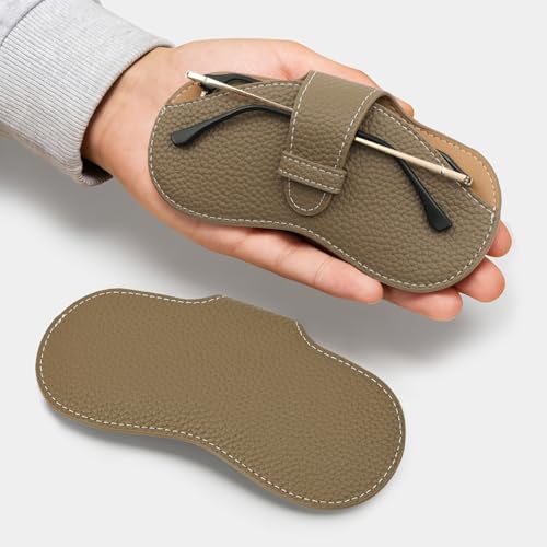 Leather Glasses Case, Portable Lightweight Soft Eyeglass Case, Travel Sunglasses Protective Case for Women Men - color: Brown
