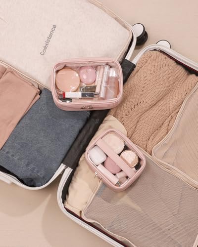 Pocmimut Small Makeup Bag,Clear Make Up Bag Organizer Cute Stuff Pouch Traveling Compact Toiletry Bag Car Bag for Travel Essentials,Pink - color: Pink, style: Small
